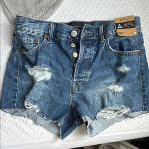 Distressed Blue Jean Shorts